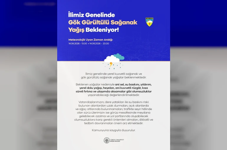 Niğde Valiliği’nden kuvvetli yağış uyarısı