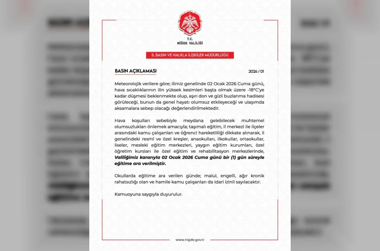 Niğde’de eğitime 1 gün ara verildi