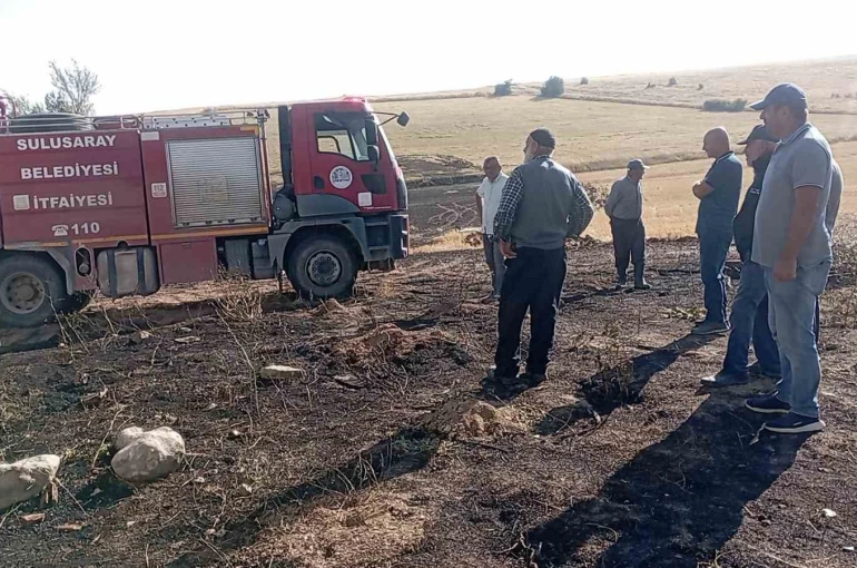 Ocaklıktan çıkan kıvılcımlar otluk alanda yangına neden oldu
