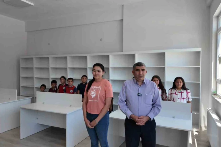 Öğrenci dostu büyükşehir, Akkışla’da İlkokul Kütüphanesi’ni dizayn etti