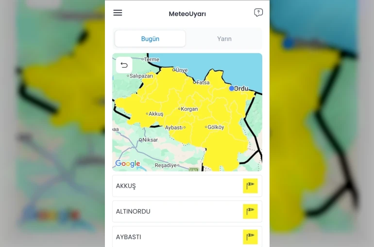 Ordu için sarı kodlu fırtına uyarısı