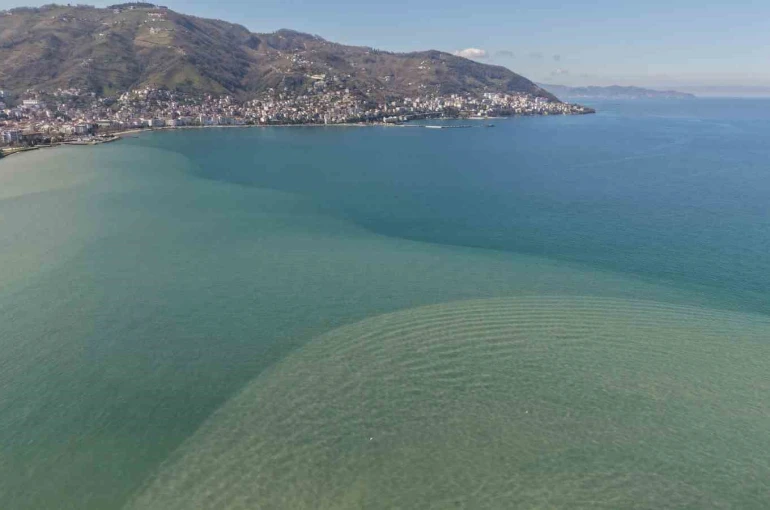 Ordu’da eriyen kar suları denizin rengini değiştirdi