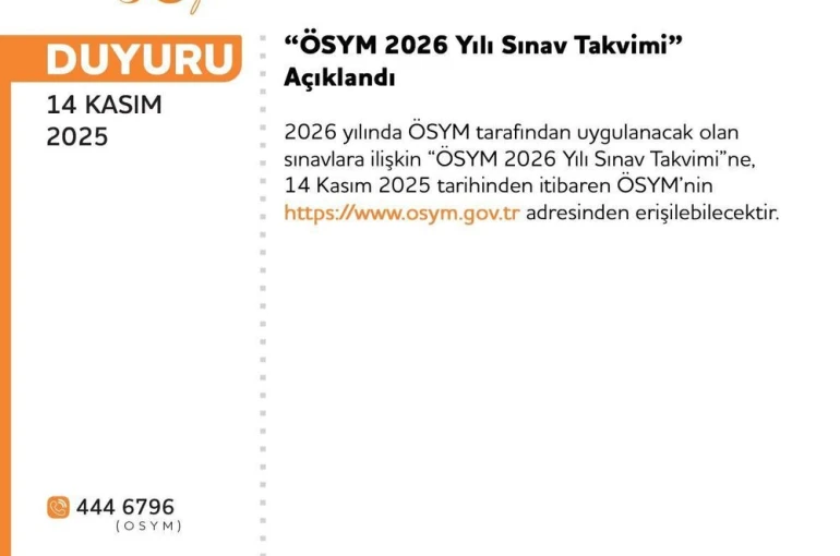 ÖSYM sınav takvimi açıklandı