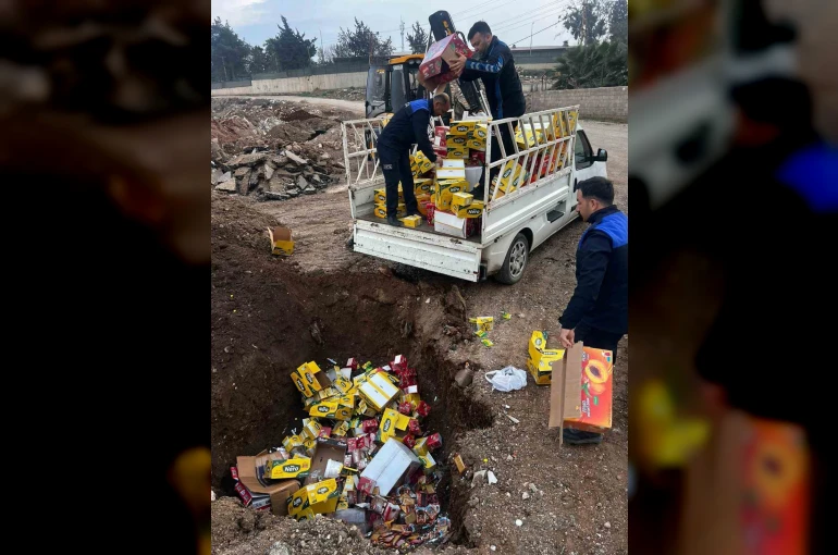 Raflarda satılmayı bekleyen 465 kilogram ürün toprağa gömülerek imha edildi