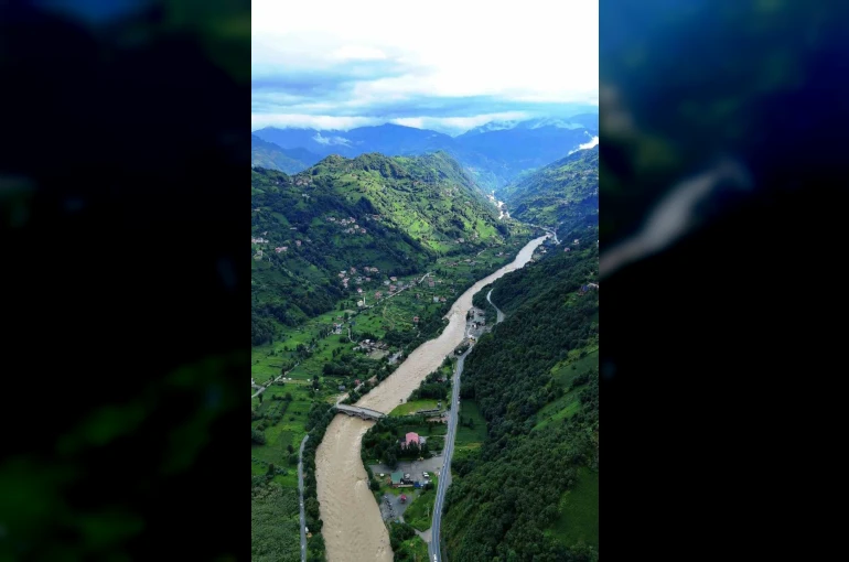 Rize’de selin etkili olduğu Fırtına Vadisi havadan görüntülendi
