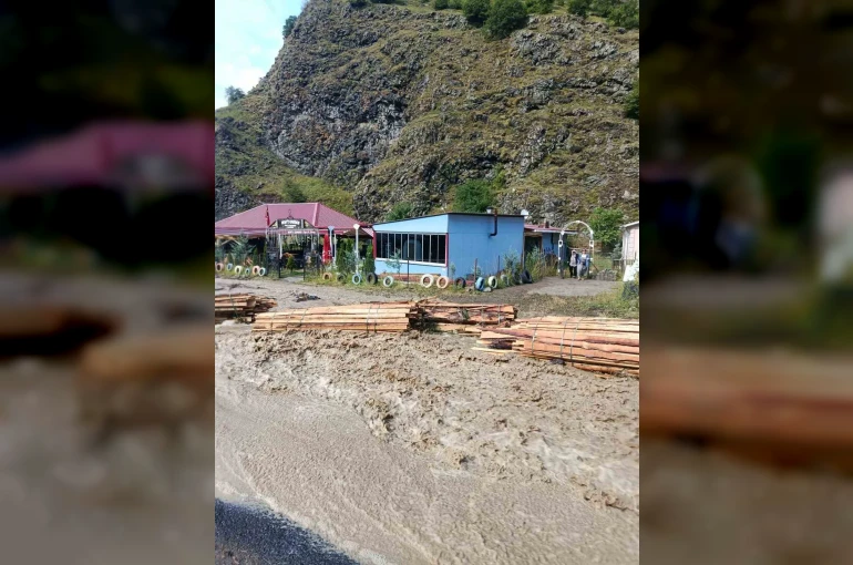 Sağanak yağış Şavşat’ta etkili oldu, cadde ve sokaklar suyla doldu