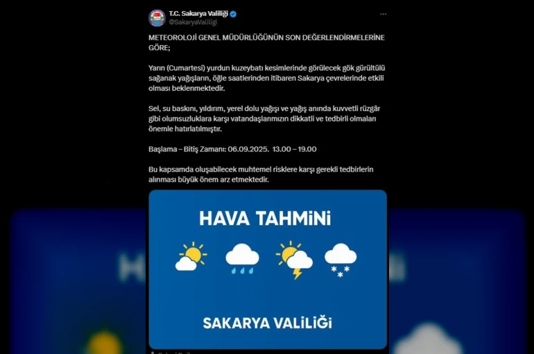 Sakarya’da kuvvetli sağanak yağış uyarısı