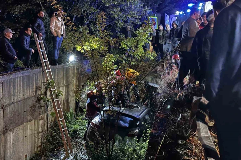Sakarya’da otomobil dereye uçtu: 1 yaralı