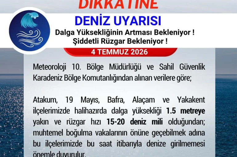 Samsun Valiliği’nden ’denize girilmemesi’ uyarısı