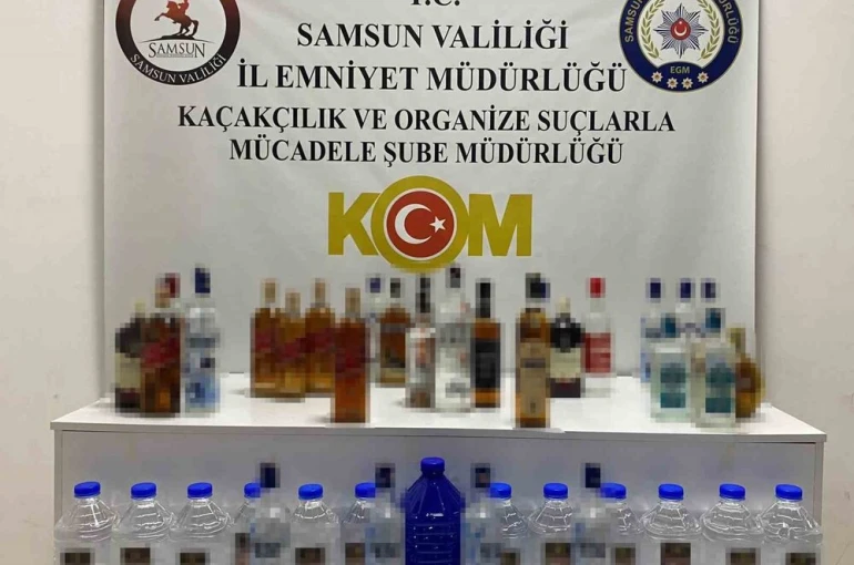 Samsun’da 28,1 litre sahte içki ve 35 litre etil alkol ele geçirildi