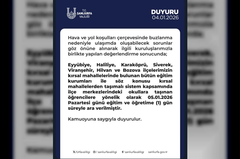 Şanlıurfa’da bazı ilçelerin kırsal bölgedeki okulları tatil edildi