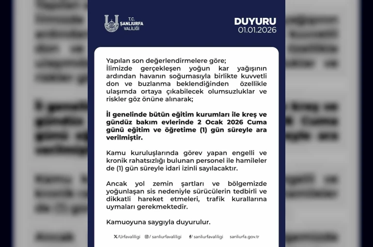 Şanlıurfa’da eğitime 1 gün ara verildi