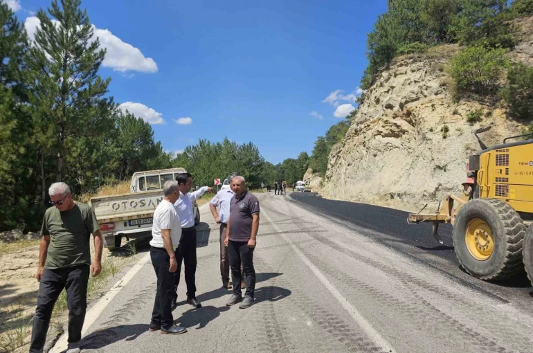 Şaphane Kaymakamı Boztaş asfalt çalışmalarını inceledi