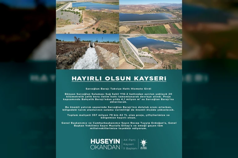 Sarıoğlan Barajı Takviye Hattı, hizmete girdi