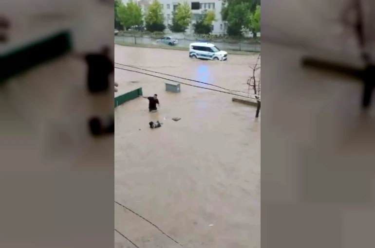 Sel sularına kapılan yaşlı adamı son anda kurtardılar