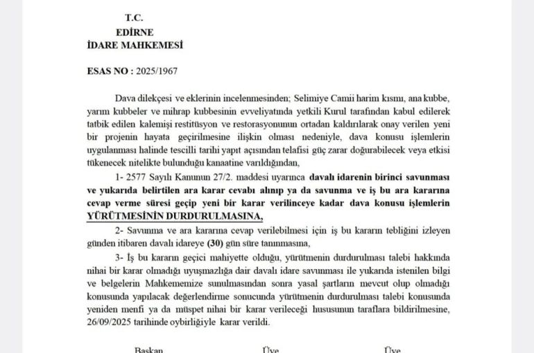 Selimiye Camii’nde tepki çeken restorasyona yargı freni