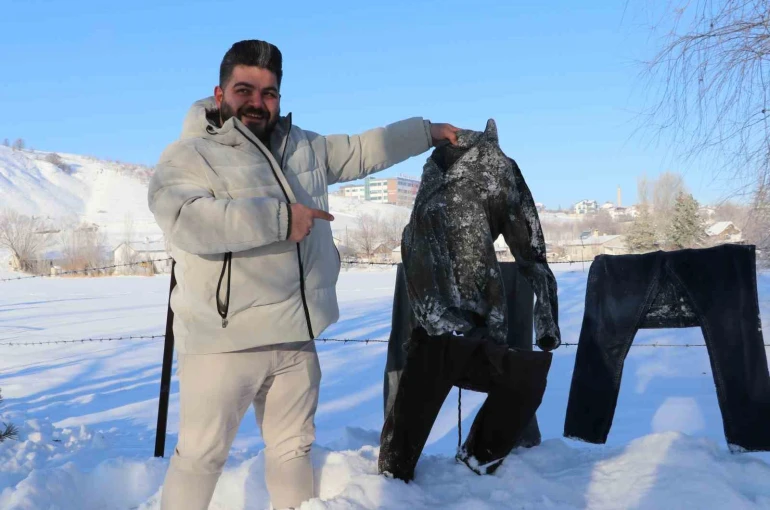 Sibirya soğukları Sivas’ı dondurdu, çamaşırlar kaskatı kesildi