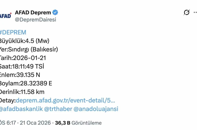 Sındırgı’daki 4.5’lik deprem Bursa’da da hissedildi