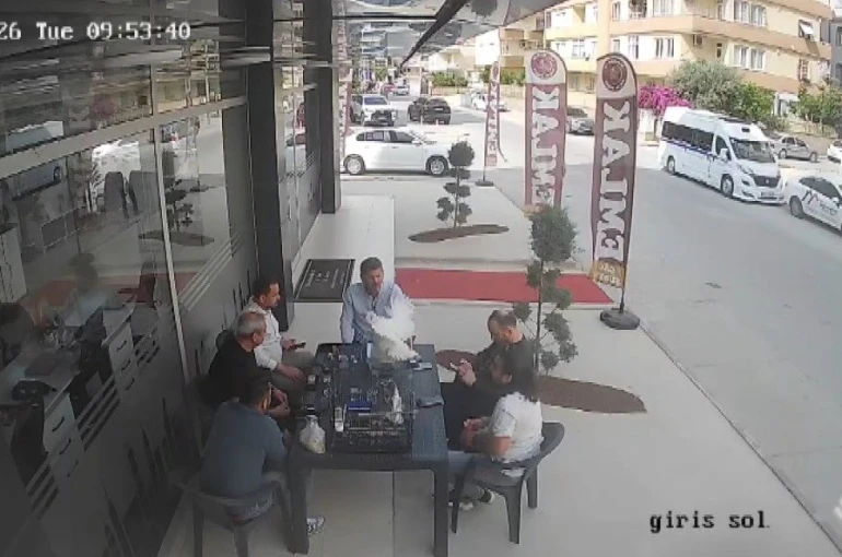 Sohbet masasına düşen davetsiz misafir kısa süreli paniğe neden oldu