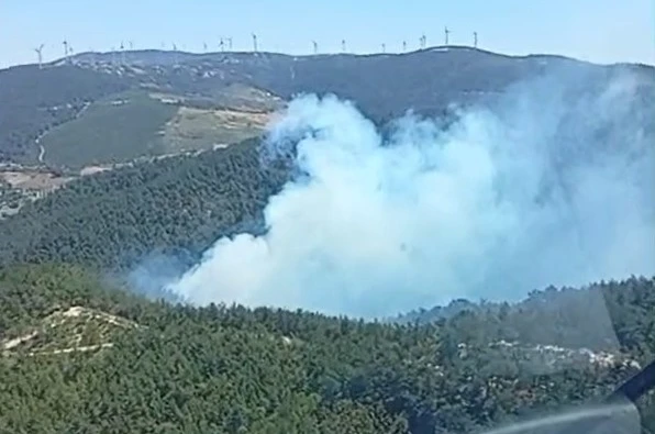 Soma’daki orman yangınına havadan ve karadan müdahale başladı