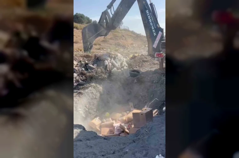 Sucuk, peynir, ketçaptan oluşan 1 ton gıda malzemesi toprağa gömülerek imha edildi