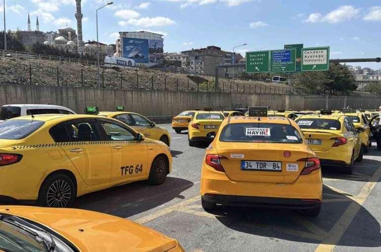 Taksicilerden ’korsana hayır’ konvoyu