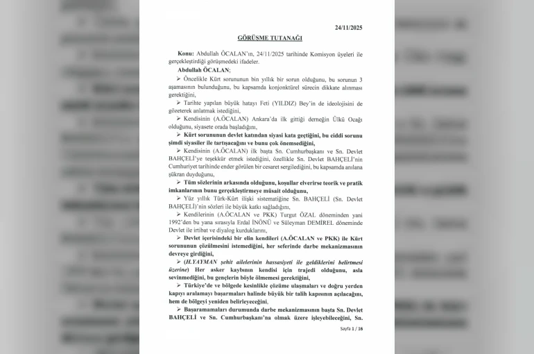 TBMM, İmralı görüşmesinin tutanaklarını yayımlandı