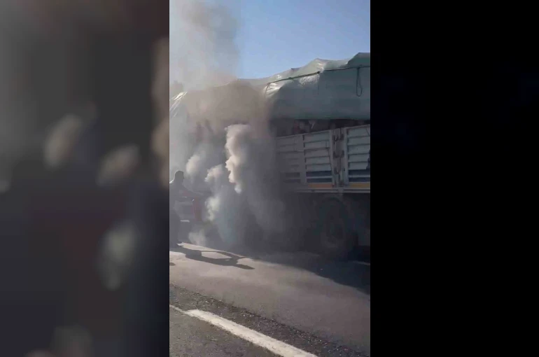 Tekirdağ tır alevlere teslim olmadan söndürüldü