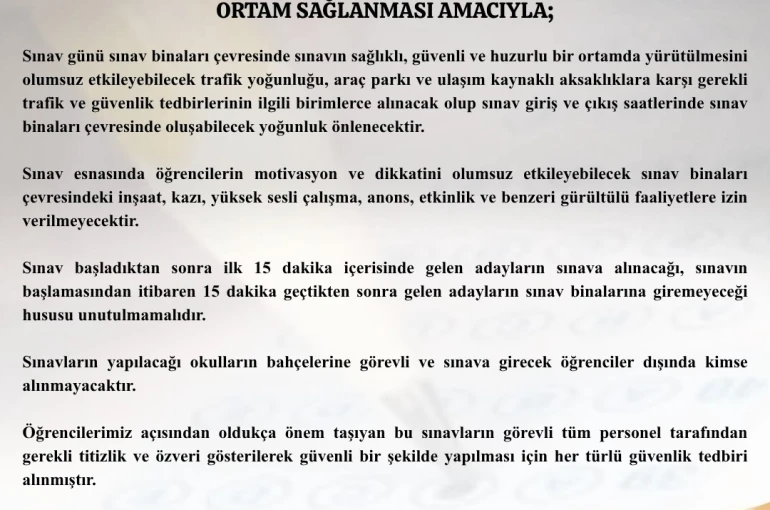 Tekirdağ Valiliği Duyurdu: Sınav saatlerinde gürültülü faaliyetlere yasak