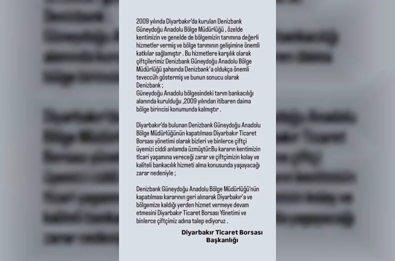 Ticaret Borsasından özel bankanın bölge müdürlüğünün kapatılması kararının geri alınması talebi