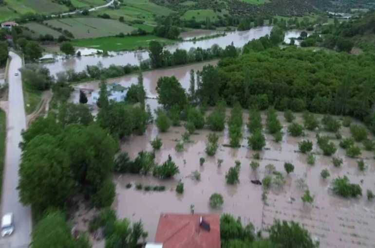 Tokat’ta Kelkit Çayı taştı, köyü su bastı