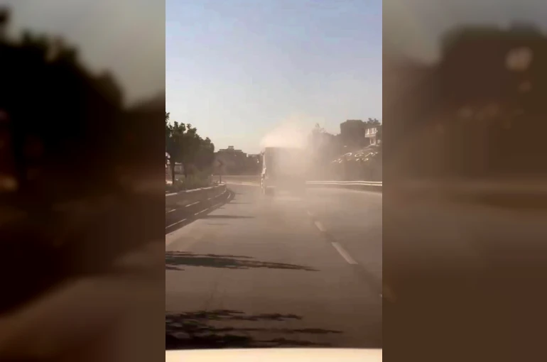 Tozu dumana katan kamyon sürücüsüne ceza uygulandı