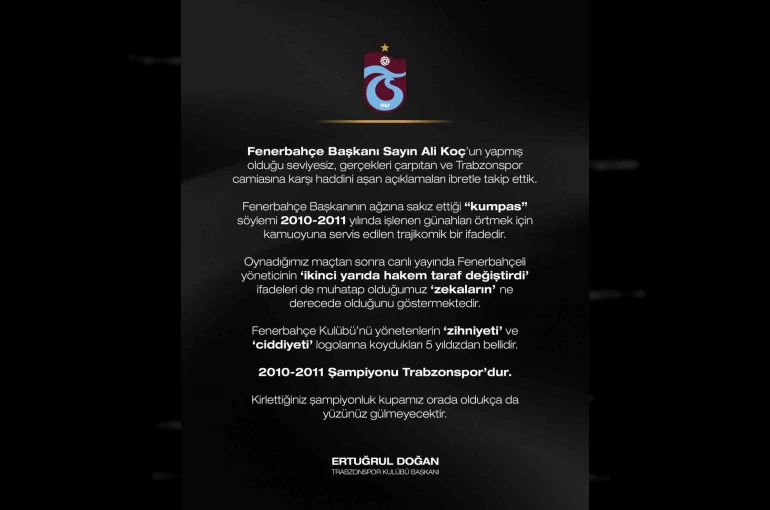 Trabzonspor Başkanı Ertuğrul Doğan’dan sert açıklama
