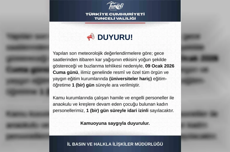 Tunceli’de eğitime 1 gün ara