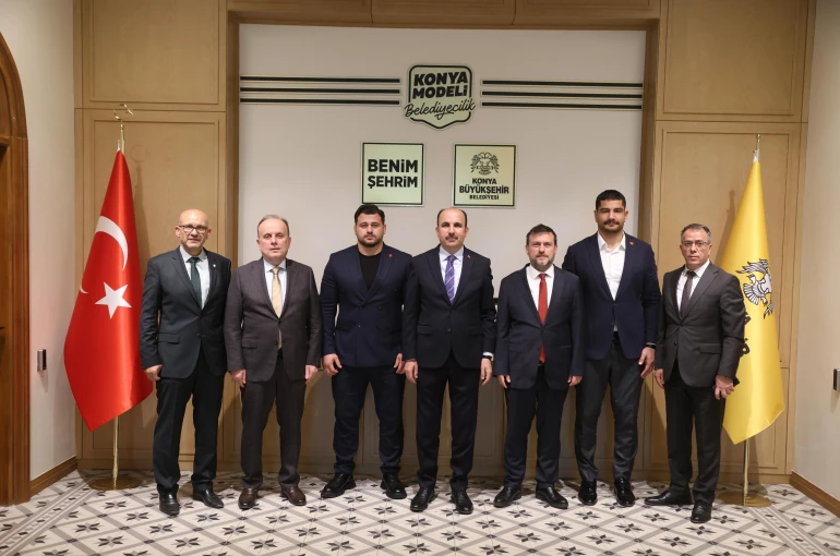 Türkiye Güreş Federasyonu Başkanı Akgül, Milli Olimpiyat Komitesi Başkanı Çakır ve Milli Güreşçi Kayaalp Başkan Altay’ı ziyaret ettİ