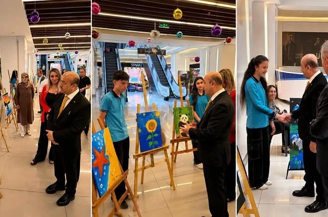 Ulalar Ortaokulu öğrencilerinin yıl sonu resim sergisi açıldı