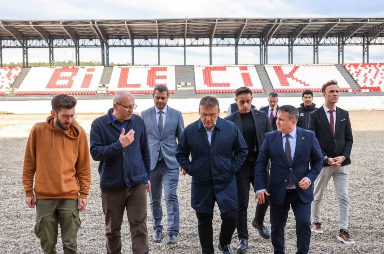 Vali Sözer yeni stadyum inşaatında ve spor salonunda incelemelerde bulundu