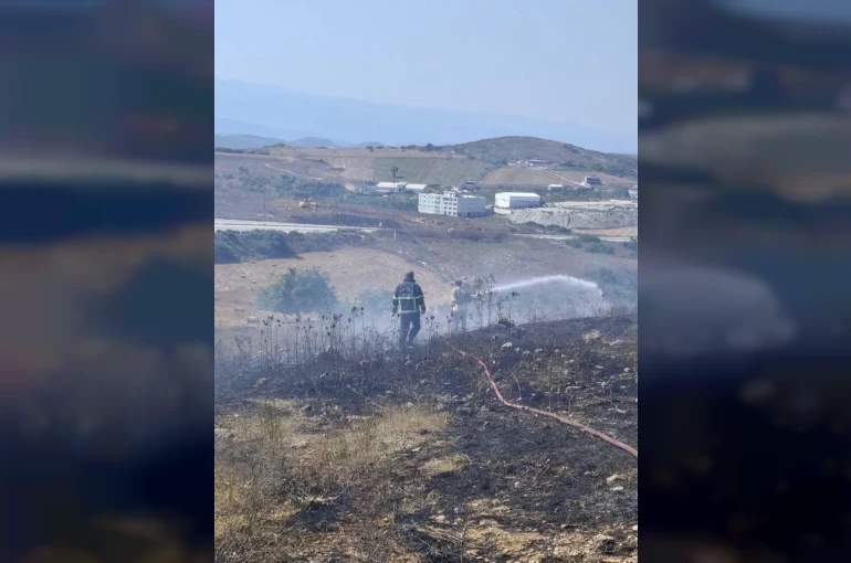 Yayladağı’nda arazi yangını geniş alana yayılmadan söndürüldü 