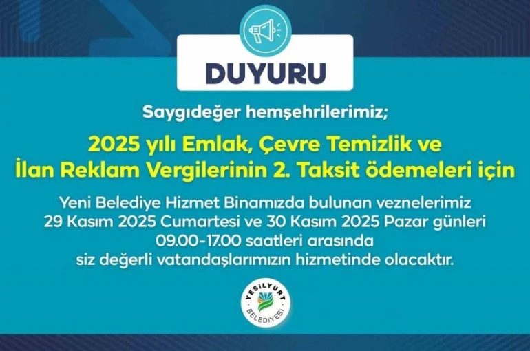 Yeşilyurt Belediye vezneleri, hafta sonu hizmet verecek