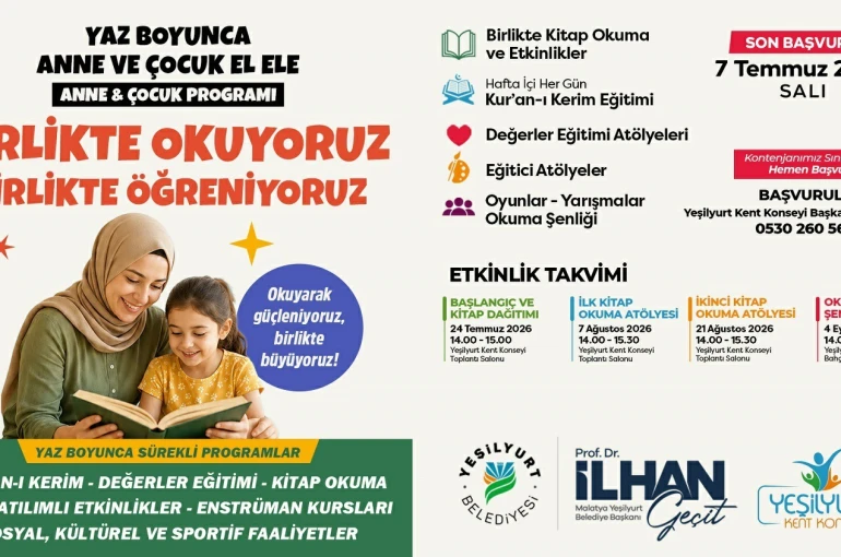 Yeşilyurt’ta "Birlikte Okuyoruz, Birlikte Eğleniyoruz" etkinlikleri başlıyor