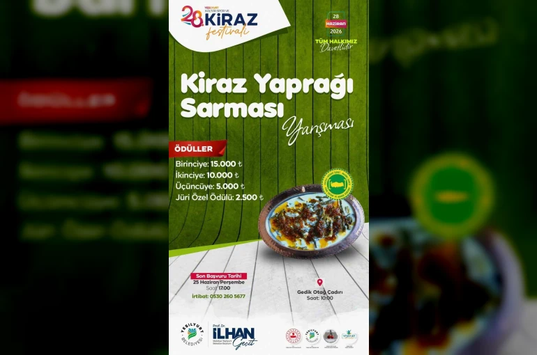 Yeşilyurt’un ünlü lezzeti "Kiraz Yaprağı Sarması" için 28 Haziran’da yarışma düzenlenecek