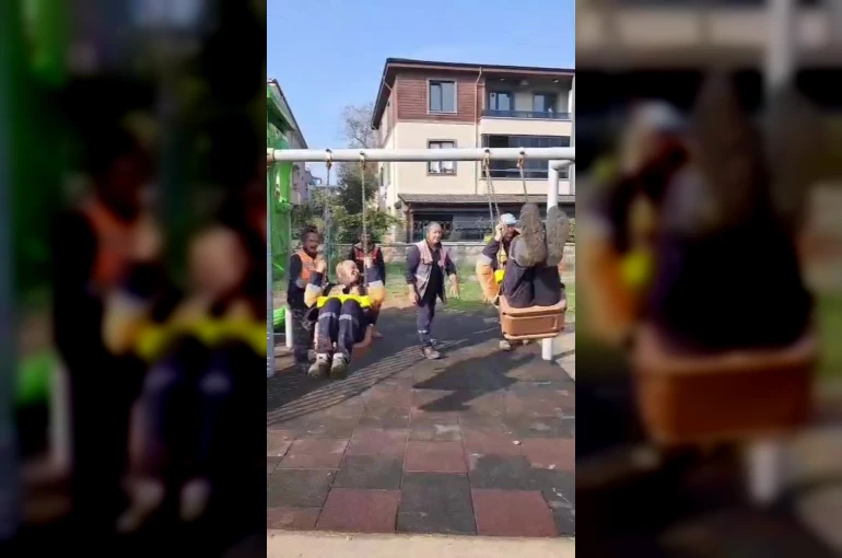 Yoğun çalışma temposuna salıncak molası verdiler