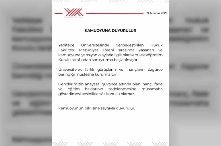 YÖK’ten Yeditepe Üniversitesinin mezuniyet törenindeki olaylara ilişkin soruşturma