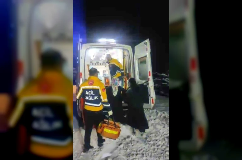 Yolu kapanan köyde doğum sancısı tutan kadın 2 saat süren çalışmayla hastaneye ulaştırıldı