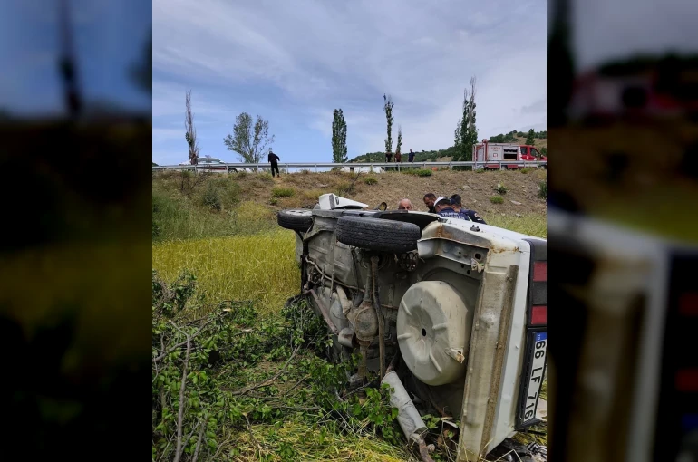Yozgat’ta takla atan otomobilde 2 kişi yaralandı