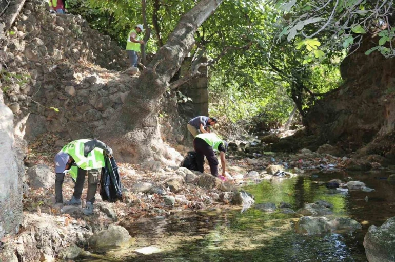 Yüceli vadisi ve şelalesinde temizlik seferberliği