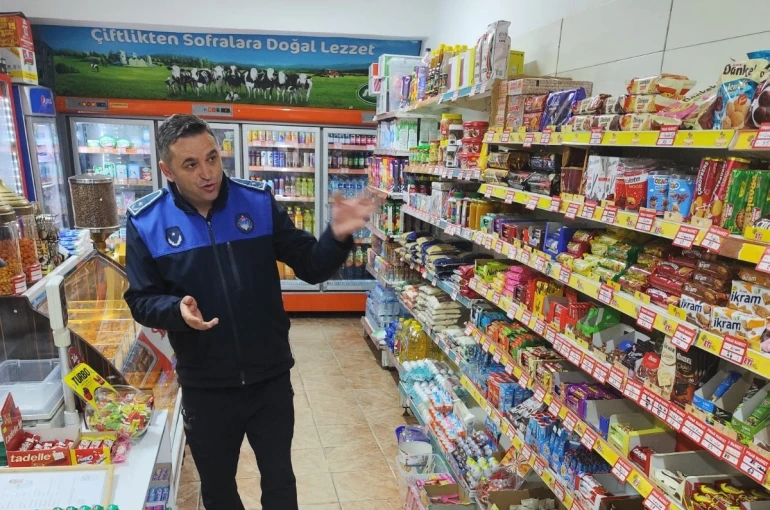 Zabıta ekiplerinden bakkal ve marketlere denetim