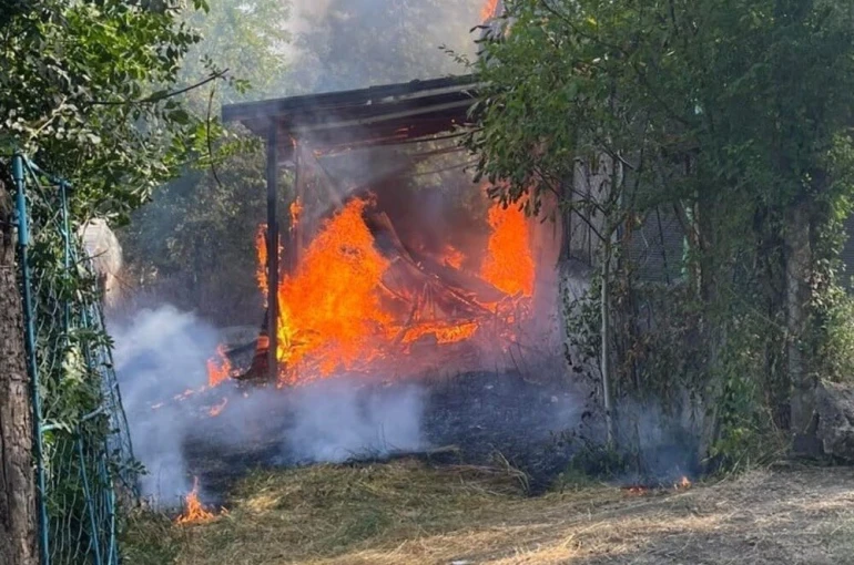 Zonguldak’ta evin önce bahçesinde, sonra çatısında çıkan yangın korkuttu